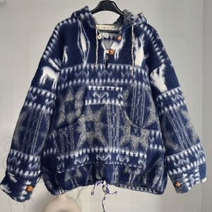 Nuevo Americana 100% Wool Navajo Otavala Aztec Jacket Hoodie Adult Unisex M PTP